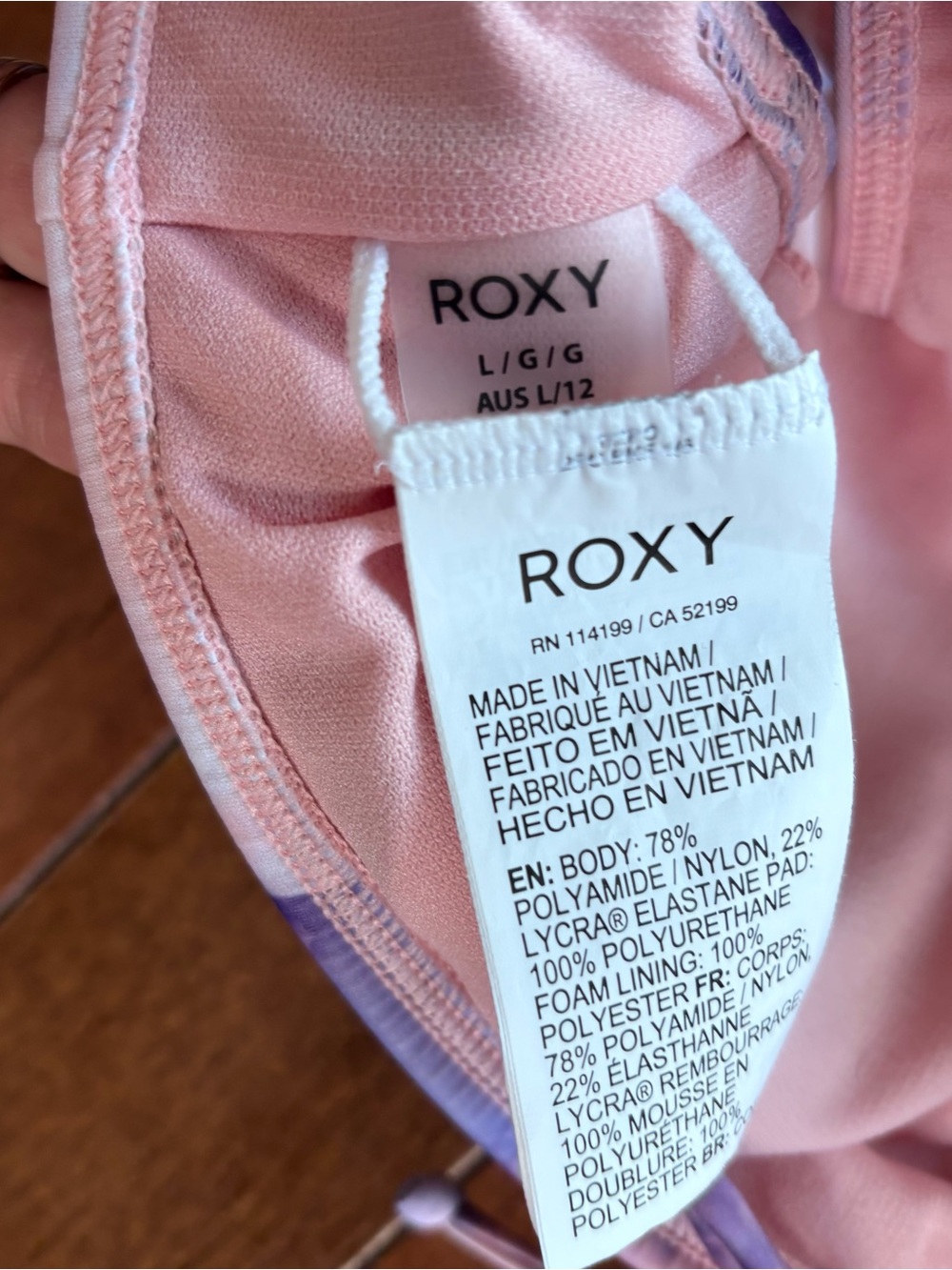 Roxy Pastel Tie-Dye Bikini Top in Pink and Purple - Picture 7 of 7